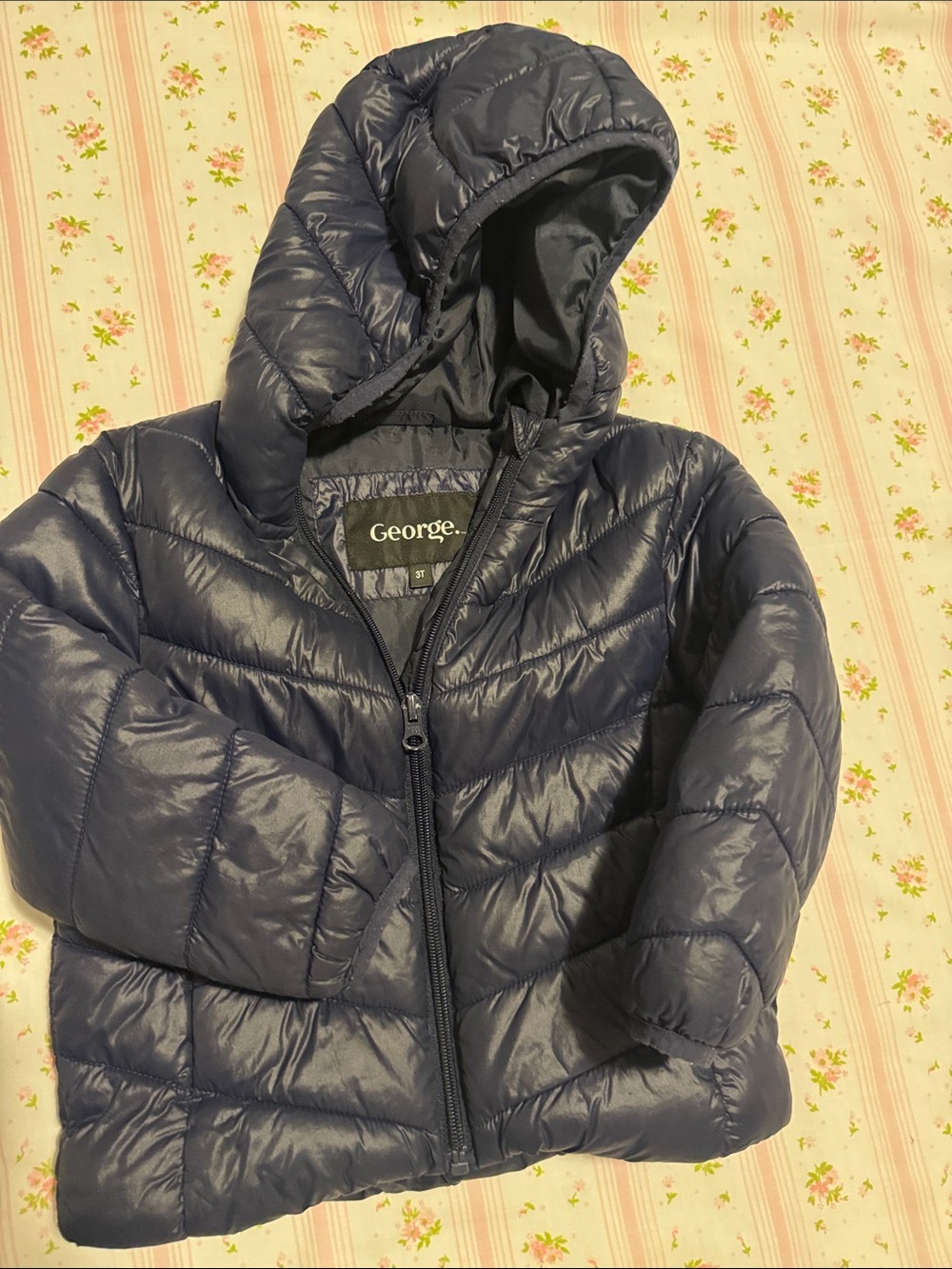 George Navy Quilted Hooded Puffer Jacket for Kids